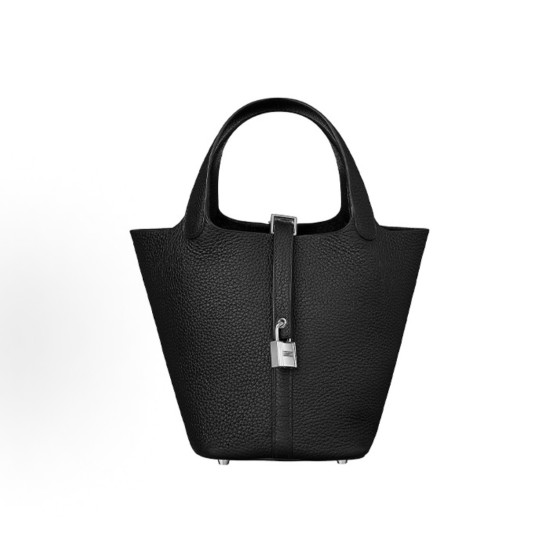 HERMES Picotin Lock 18 Silver buckle Women\'s 89 Noir Black